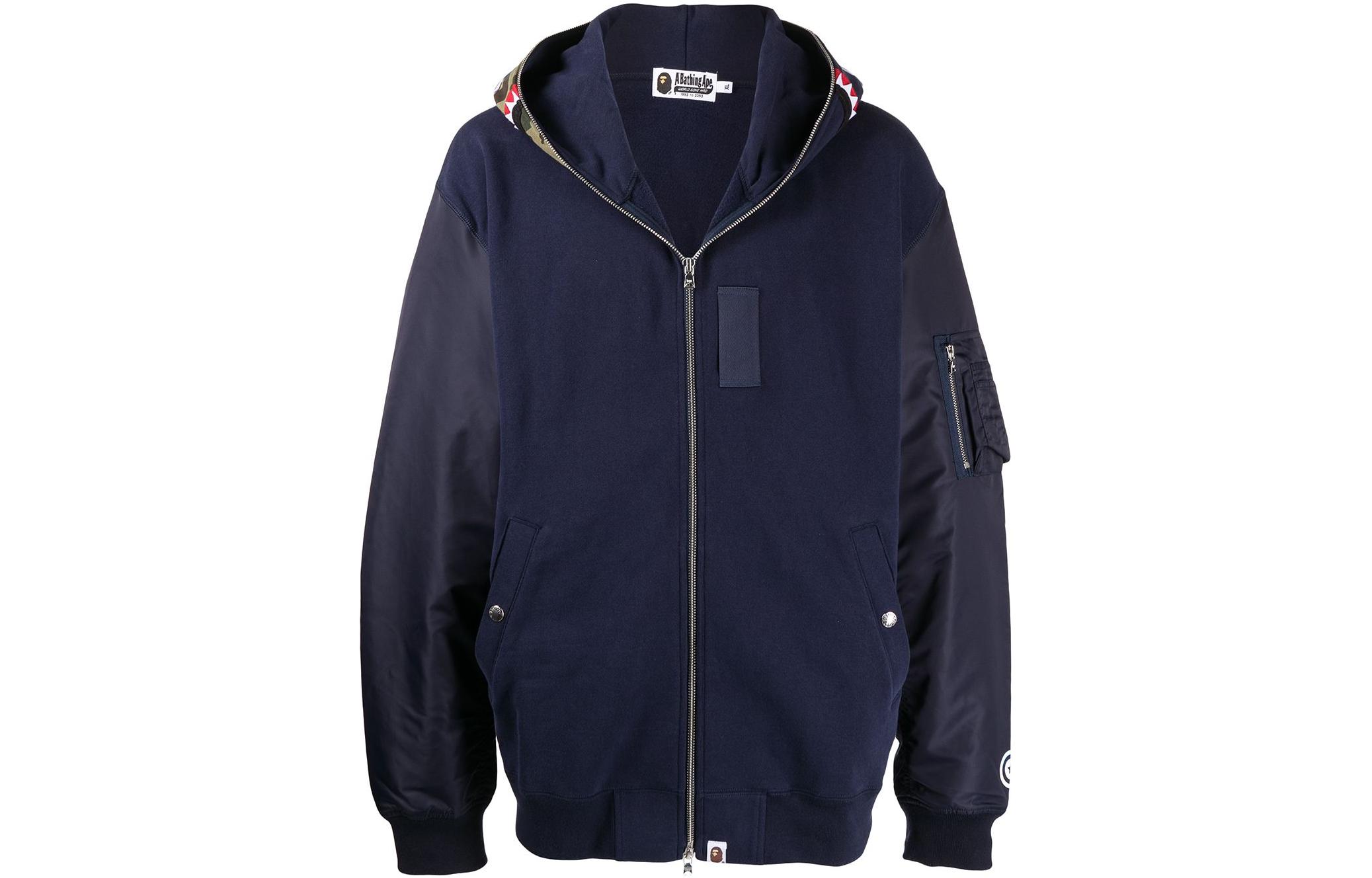 BAPE FW22 Patchwork Zip-Up Hoodie Jacket Blue 001ZPI301019M