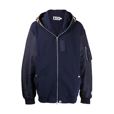 BAPE FW22 Patchwork Zip-Up Hoodie Jacket Blue 001ZPI301019M