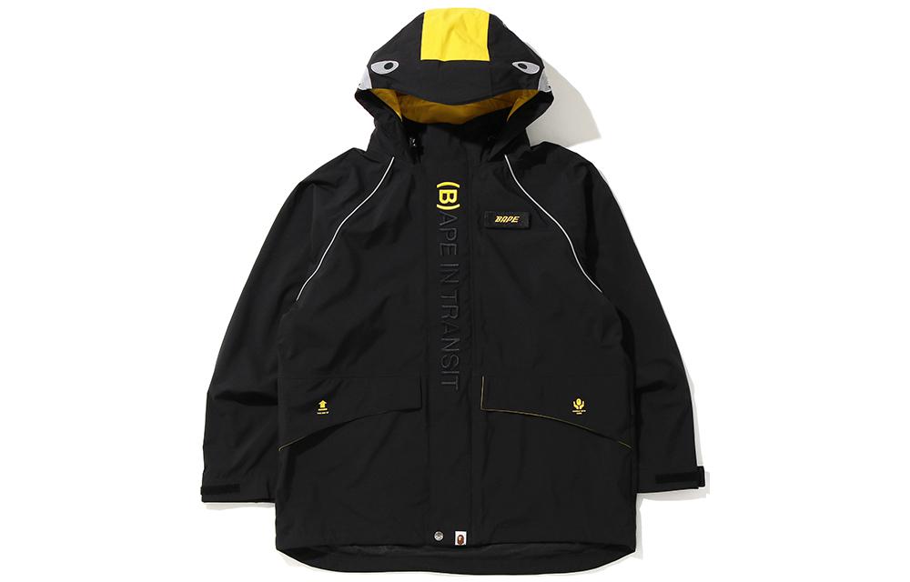 BAPE FW22 Pattern Letter Embroidery Colorblock Hooded Jacket Black () 0ZXJKM141008C