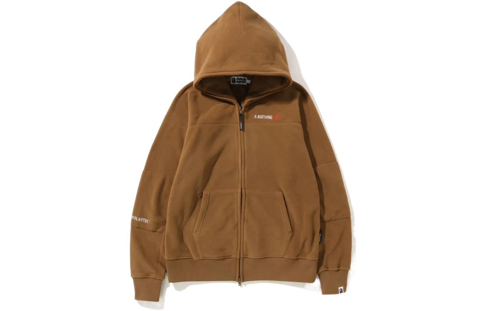 BAPE FW22 Polartec Wide Fit Full Zip Hoodie with Logo Embroidery for Men 1H80-115-008