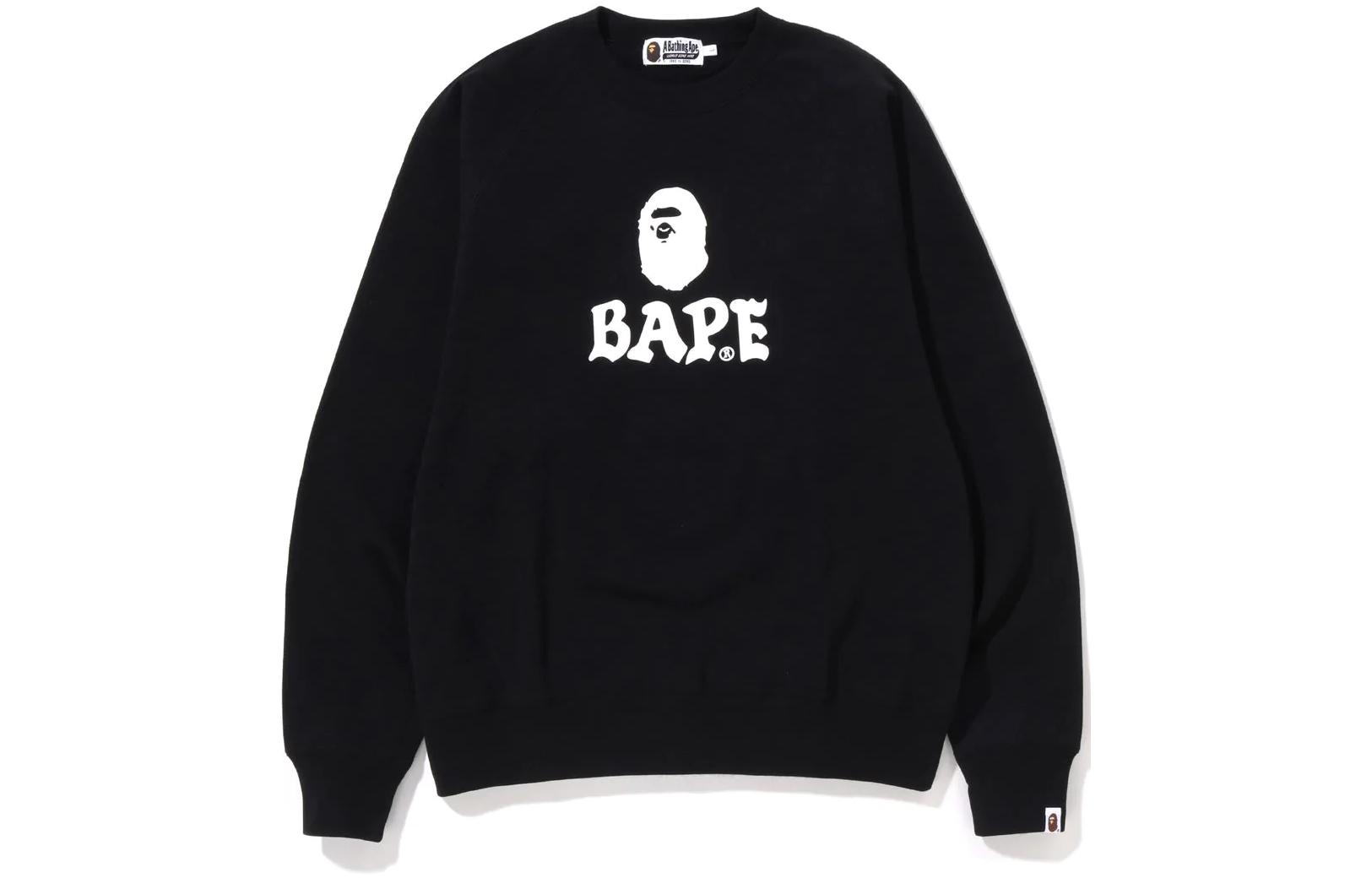 BAPE FW22 Relaxed Fit Crewneck Ape Logo Graphic Pullover Sweatshirt Men 1I80-113-001
