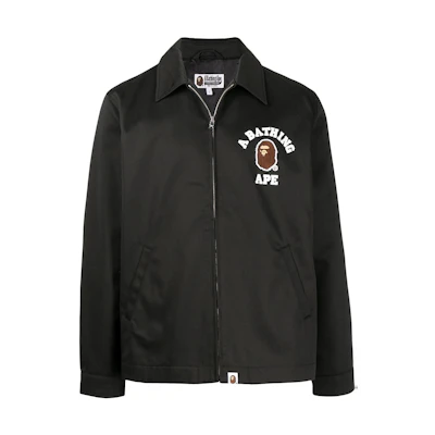 BAPE FW22 Solid Color Patch Zipper Jacket Black Long Sleeve Outerwear 001LJI301001M