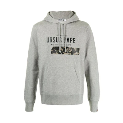 BAPE FW22 Solid Logo Print Hoodie Men’s Grey 001PPH201004X