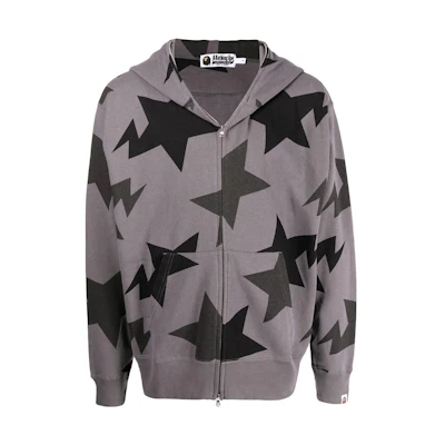 BAPE FW22 Star Print Zip-Up Hoodie Gray 001ZPH801009