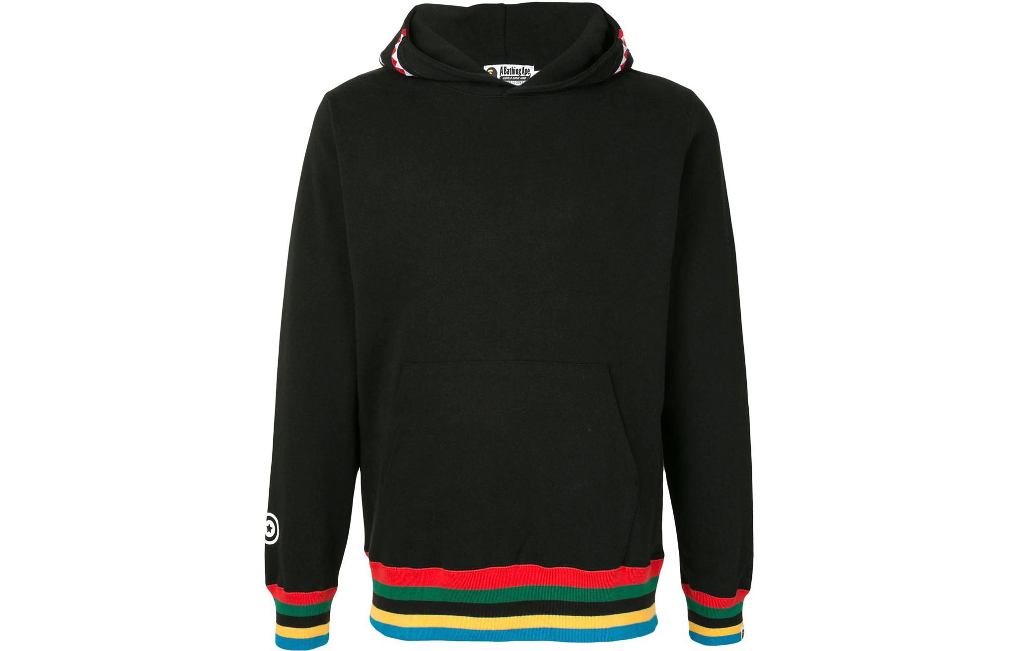 BAPE FW22 Striped Detail Pullover Hoodie Black () 1G30114004