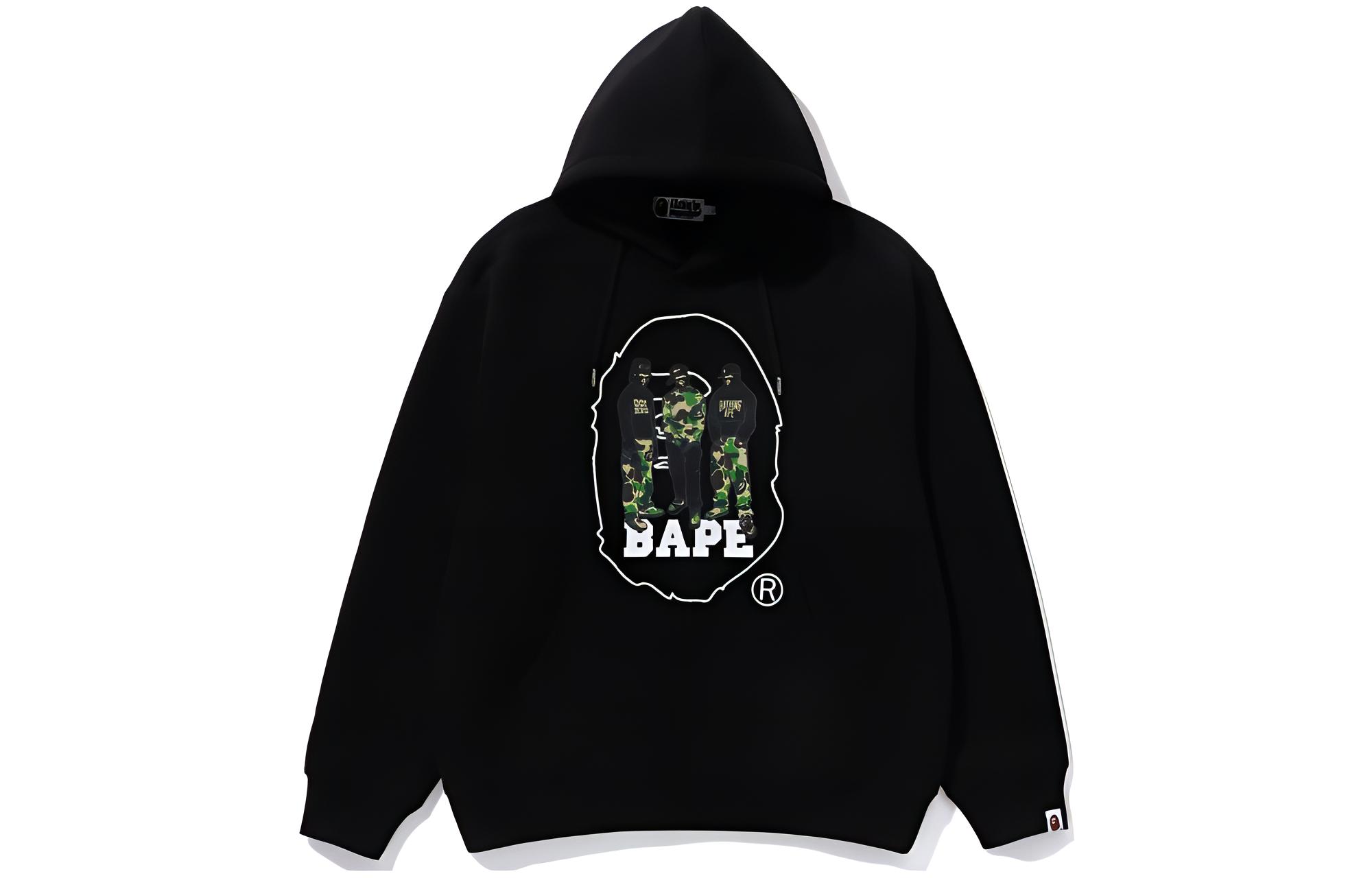 BAPE FW23 Cartoon Letter Graphic Pullover Hoodie  Long Sleeve Sweatshirt 1J80-114-056