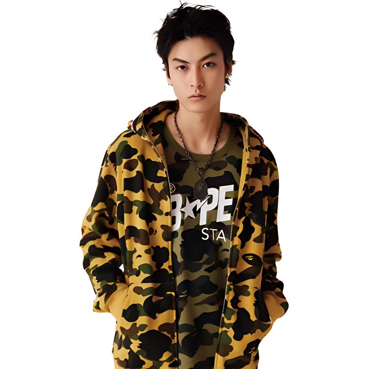 BAPE FW24 Shark Embroidered Camo Zip-Up Hoodie 0ZXSWM115004N 圖 4