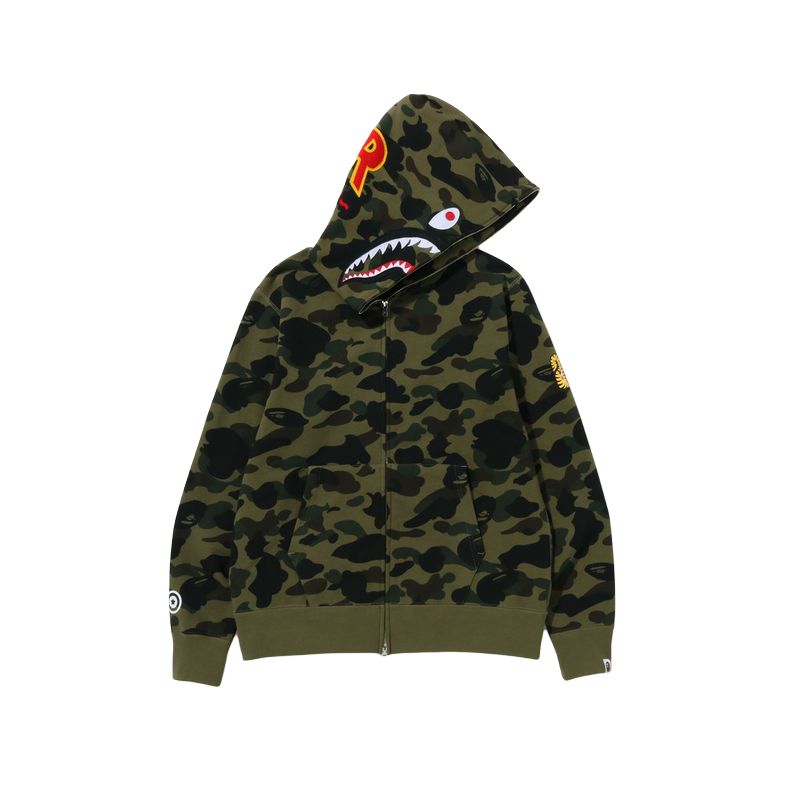 BAPE FW24 Shark Embroidered Camo Zip-Up Hoodie 0ZXSWM115004N 圖 5
