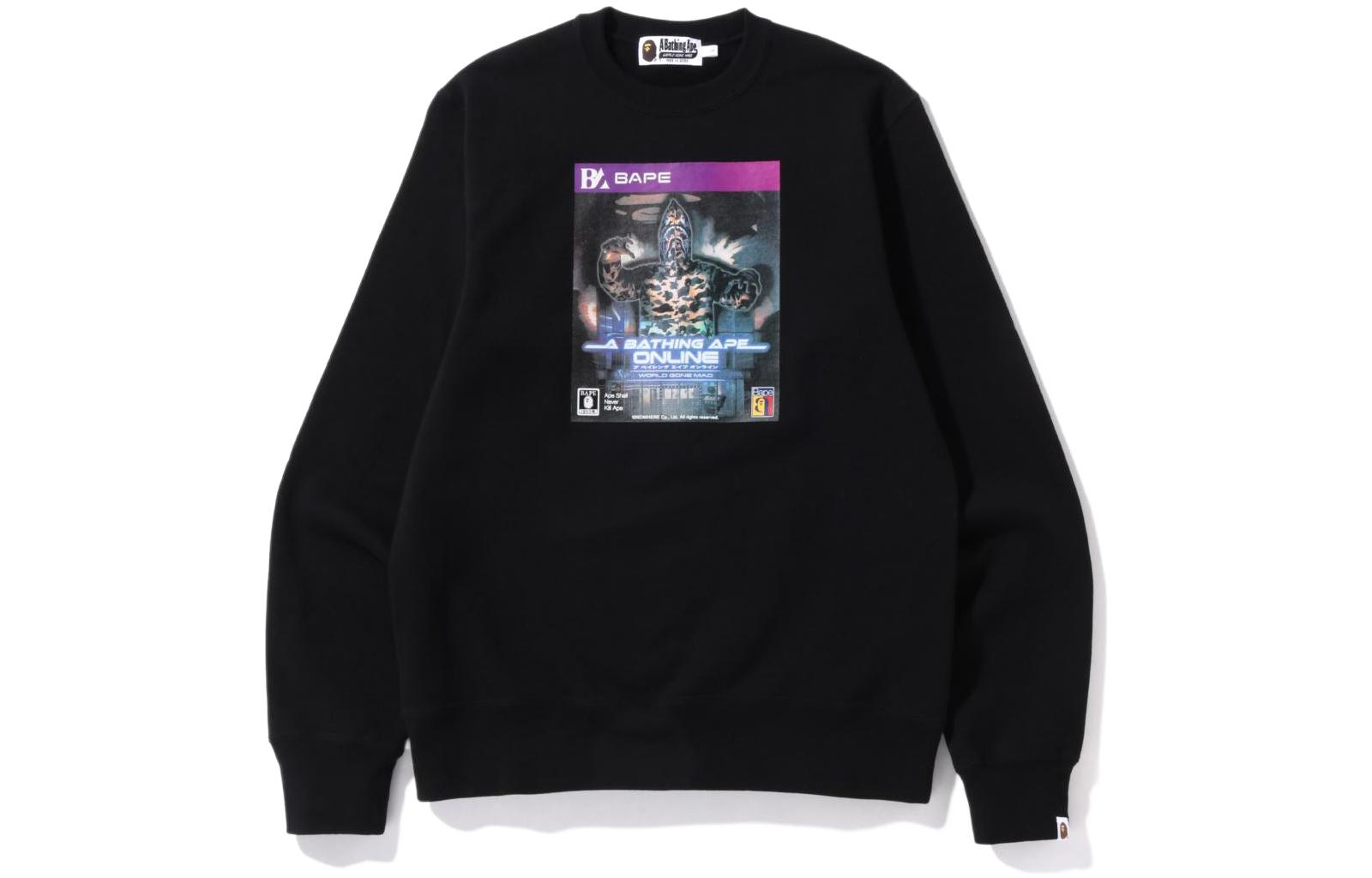 BAPE Game Package Graphic Crewneck Pullover Sweatshirt Men’s Black 1I30-113-004