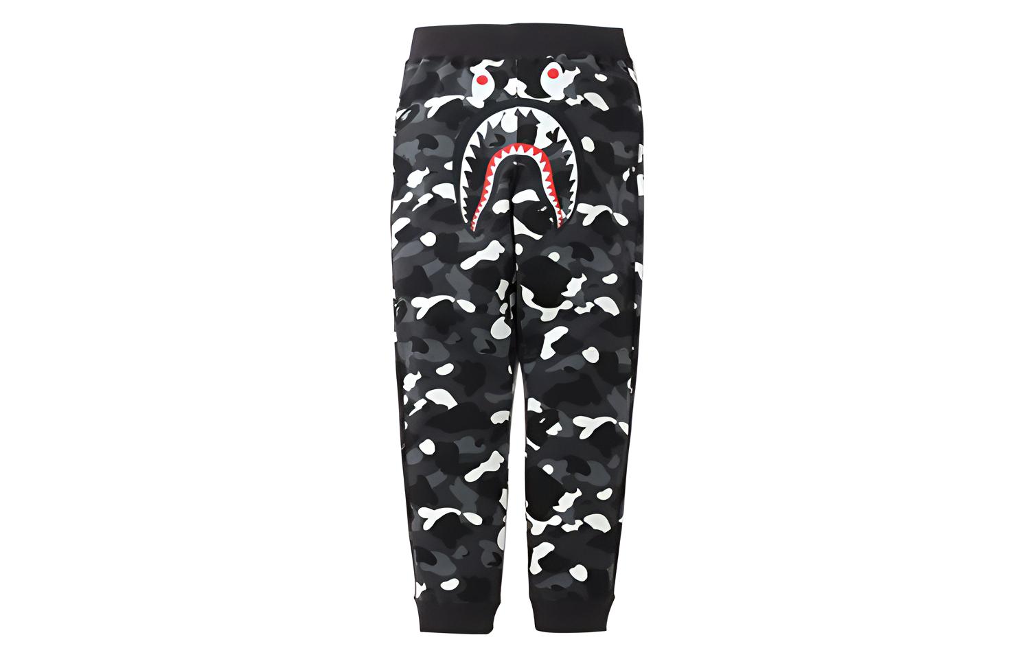 BAPE Glow-in-the-Dark Shark Pants Unisex Black 1F70-152-008-blk