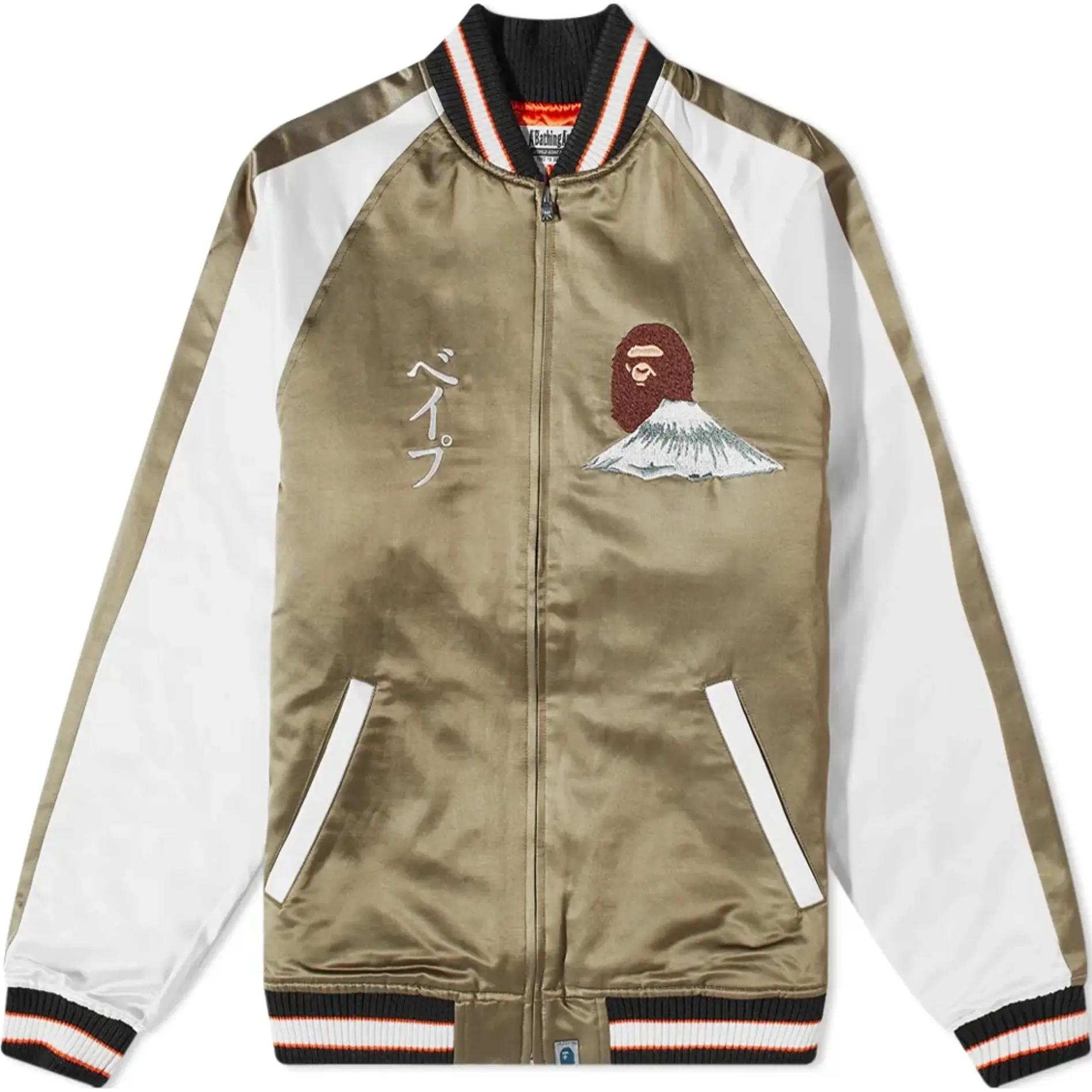 BAPE Graphic Embroidered Stand Collar Long Sleeve Jacket for Men 001HJI801010M