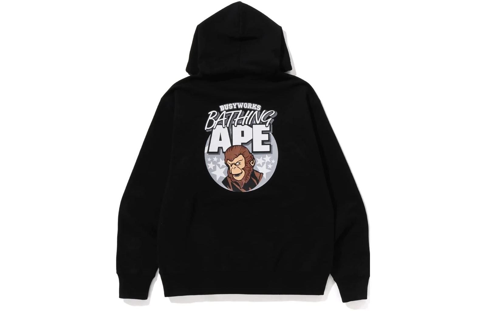 BAPE Graphic Logo Print Drawstring Hoodie  Long Sleeve Sweatshirt. 1J30-114-001 圖 3