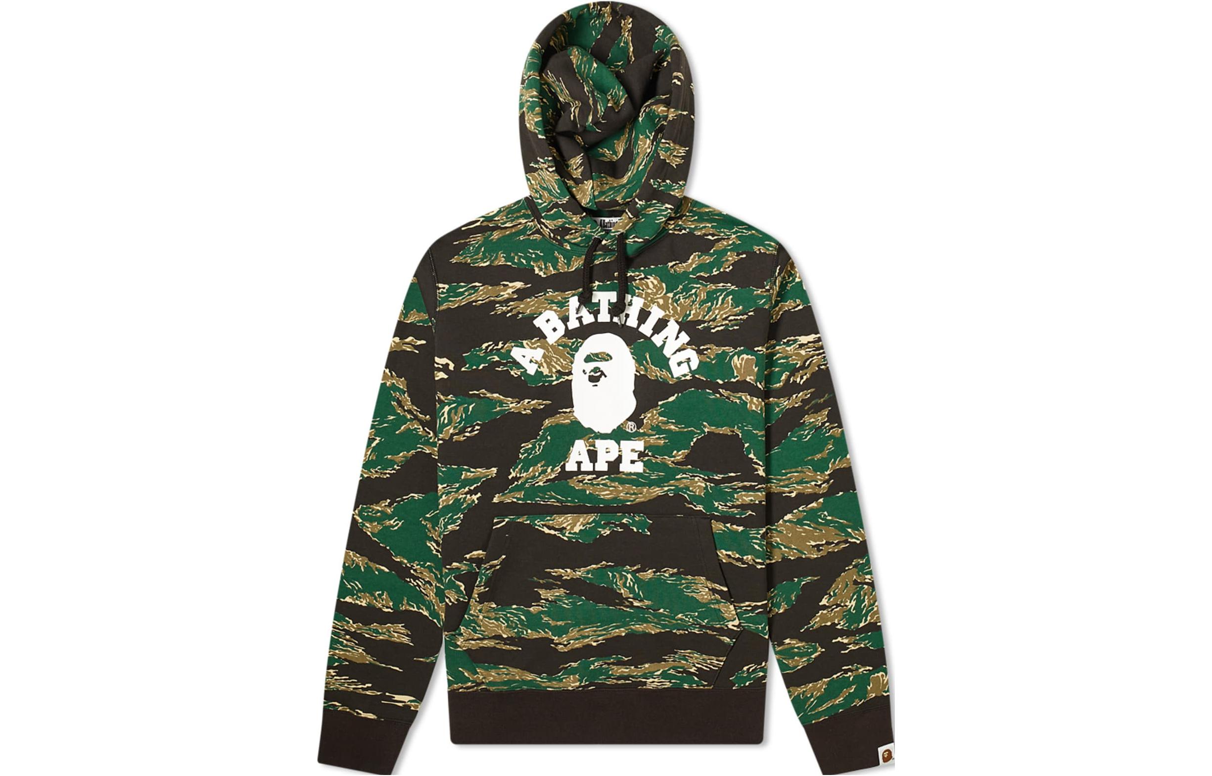 BAPE Green Camo Ape Logo Hoodie 1F70-114-003