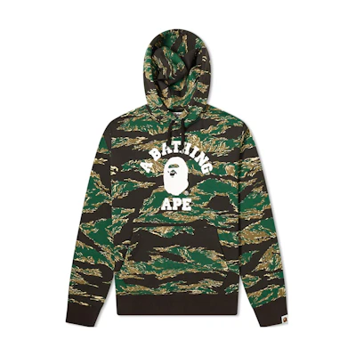 BAPE Green Camo Ape Logo Hoodie 1F70-114-003