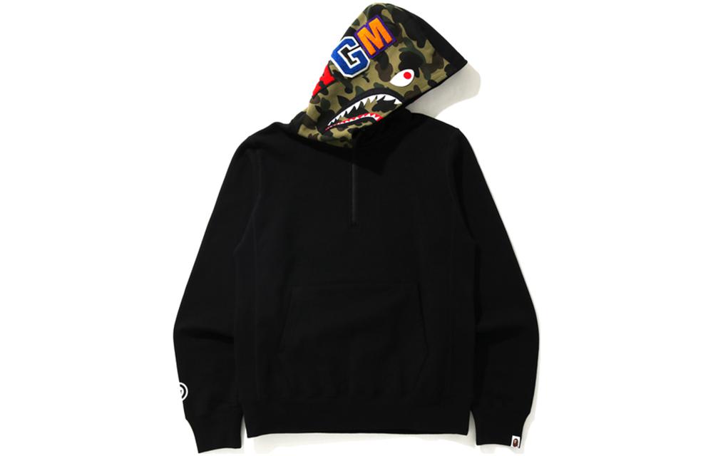BAPE Half-Zip Hoodie with Letter Patchwork Design 0ZXSWM114016F