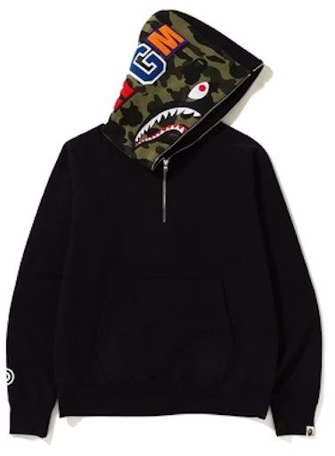 bape-half-zip-wide-pullover-hoodie-black