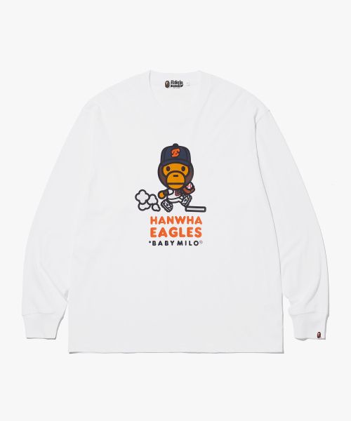 Bape Hanwha Eagles Milo Graphic Long Sleeve T-Shirt 002LTM731904CWHT
