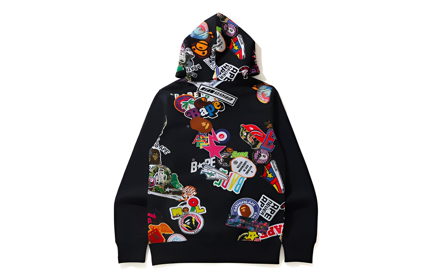 BAPE Hoodie with Back Graffiti Cartoon Print and Zipper 1H30-115-016