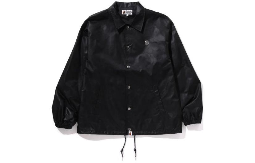 BAPE Ink Camo Coach Jacket Black Button-Up Outerwear 1k30-140-307