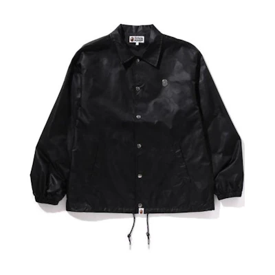BAPE Ink Camo Coach Jacket Black Button-Up Outerwear 1k30-140-307
