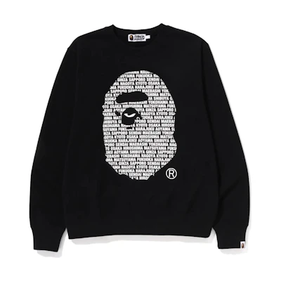 BAPE Japan Ape Crewneck Pullover Sweatshirt Black 1J22-113-005