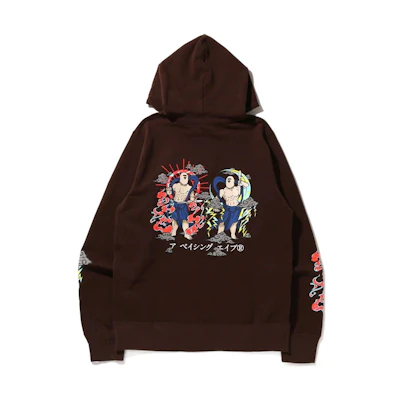 BAPE Japan Guardians Pullover Hoodie Wind Thunder Guardian Print 1I30-114-004