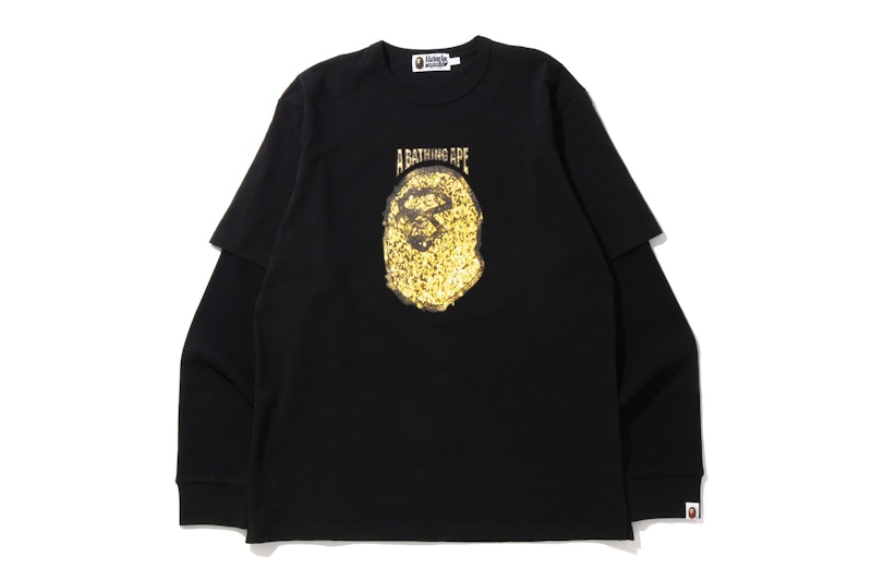 BAPE Jewelry Motif Wide Layered L/S Tee Black