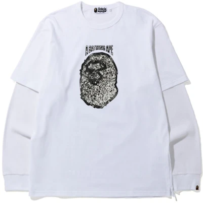 BAPE Kaos Panjang Putih Motif Perhiasan Berlapis Lebar Buy BAPE Kaos Panjang Putih Motif Perhiasan Berlapis Lebar