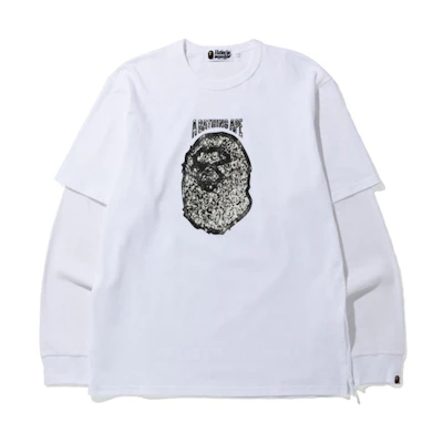 BAPE Jewelry Motif Wide Layered L/S Tee White