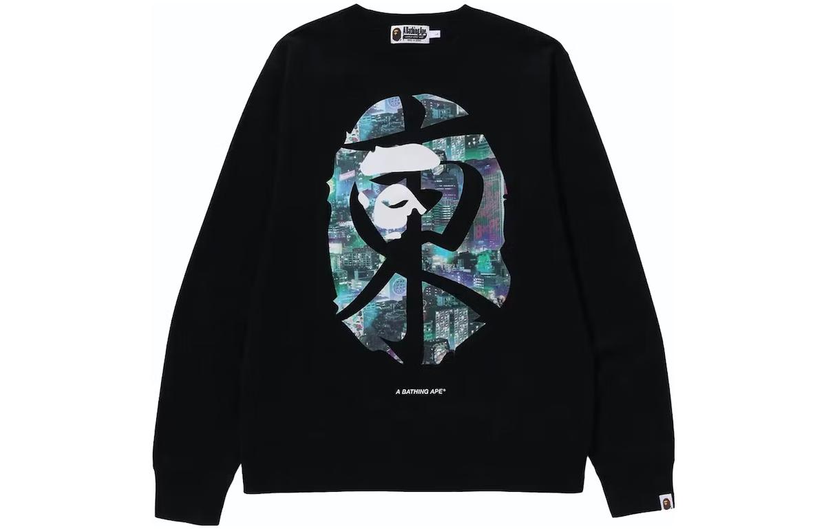 BAPE Kanji Graphic Crewneck Sweatshirt Black Long Sleeve 1J72-113-006