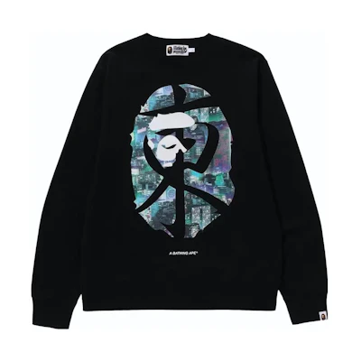BAPE Kanji Graphic Crewneck Sweatshirt Black Long Sleeve 1J72-113-006
