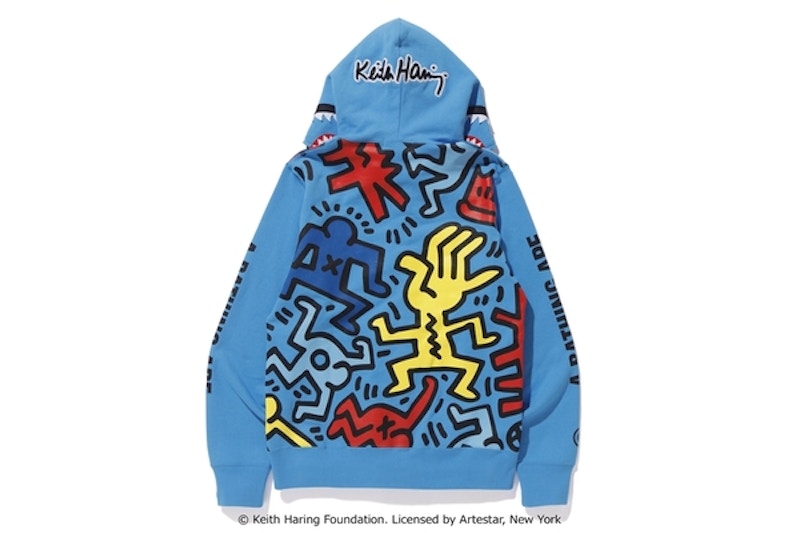BAPE Keith Haring Shark Full Zip Hoodie 1 Blue 圖 2
