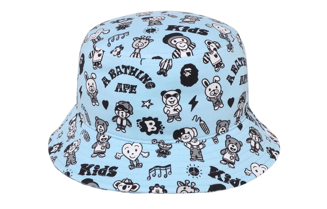 Order BAPE Kids 藍色動物印花漁夫帽 休閒設計. 2i73-381-901