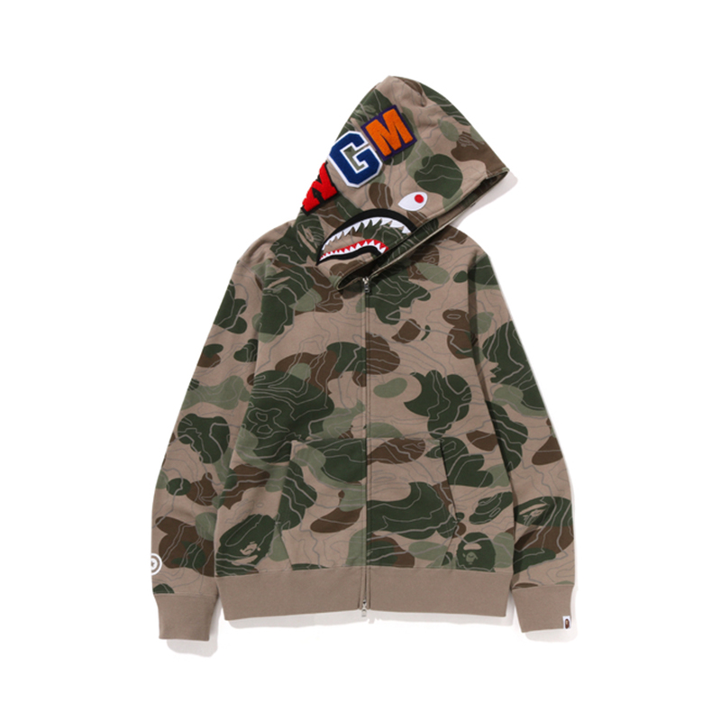 BAPE Layered Line FW23 Shark Camo Hoodie Loose Fit 0ZXSWM115005L