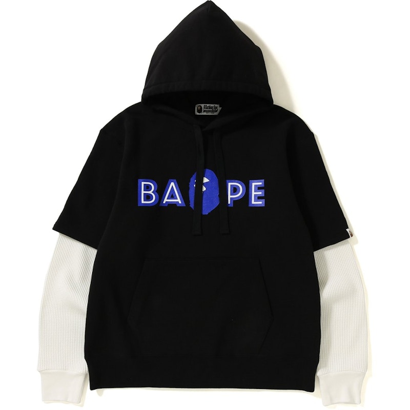 Bape Layered Mad Face Wide Pullover Hoodie Black