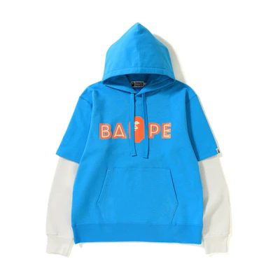 Bape Layered Mad Face Wide Pullover Hoodie Sax