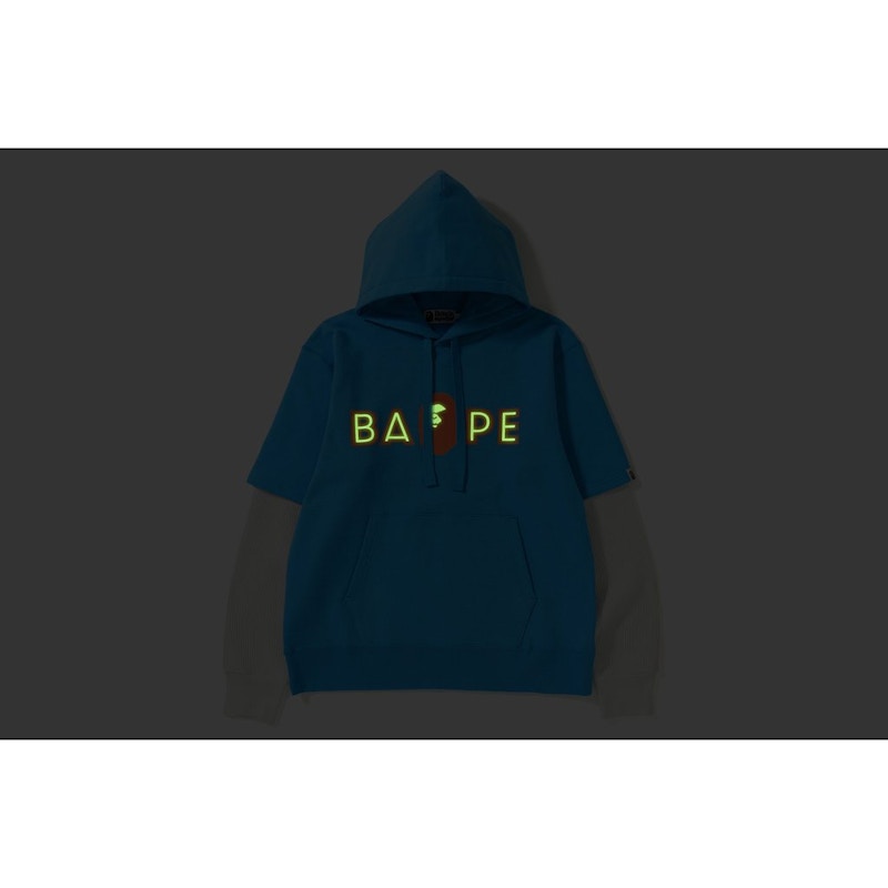 Bape Layered Mad Face Wide Pullover Hoodie Sax 圖 3