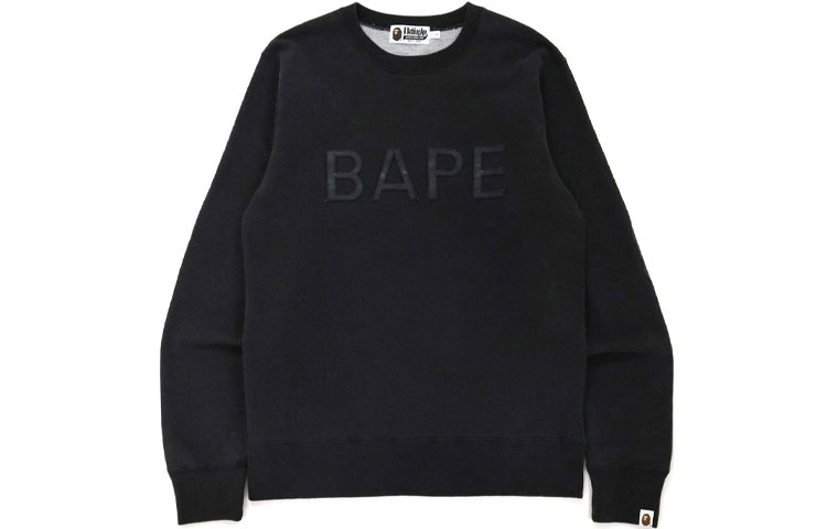 BAPE Letter Logo Ape Patch Crewneck Pullover Sweatshirt Mens 1H80-113-012