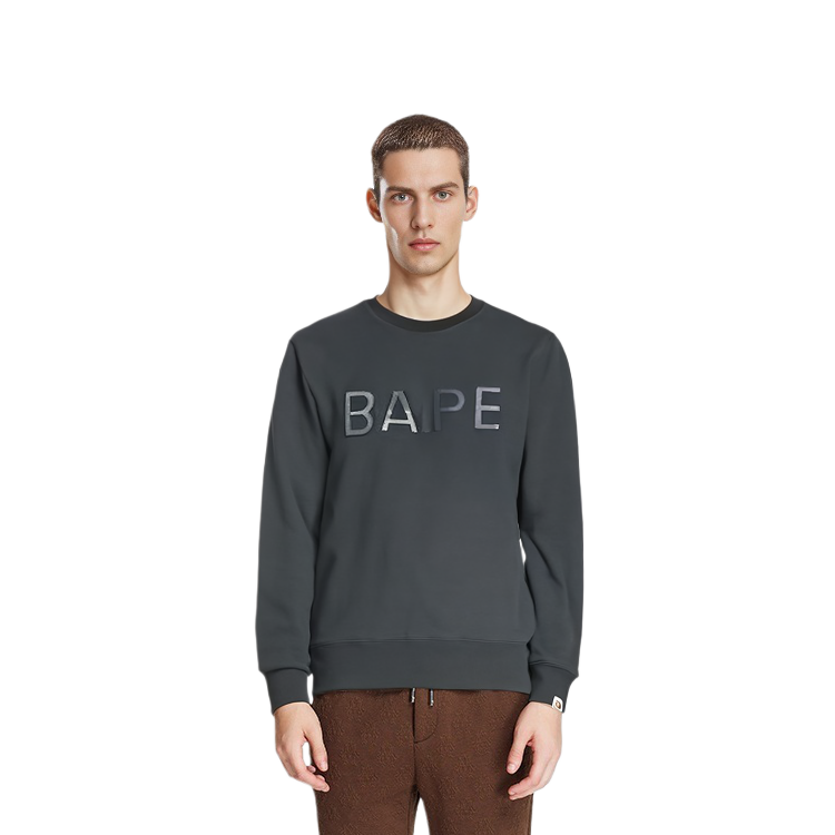 Shop BAPE 字母LOGO猿人貼布圓領套頭衫 男士衛衣 1H80-113-012