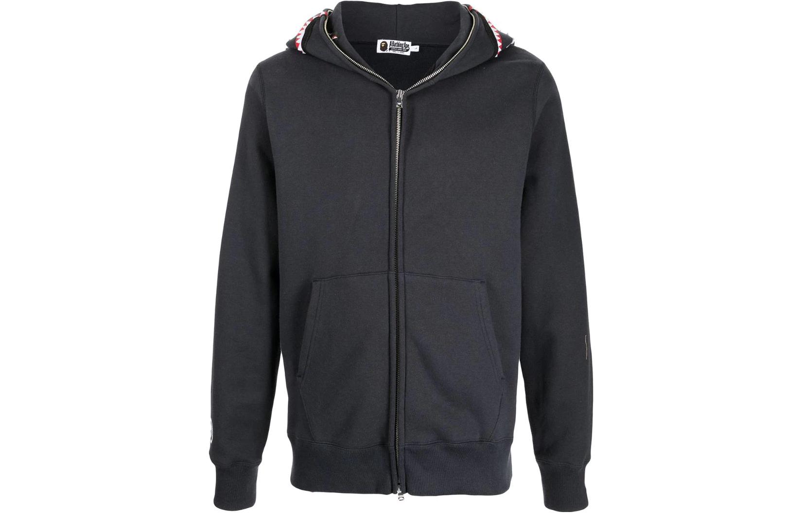 BAPE Letter Patch Zip-Up Hoodie Grey () 001ZPH801011M