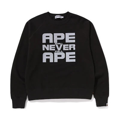BAPE Letter Print Crewneck Pullover Long Sleeve Sweatshirt 1K22-113-001