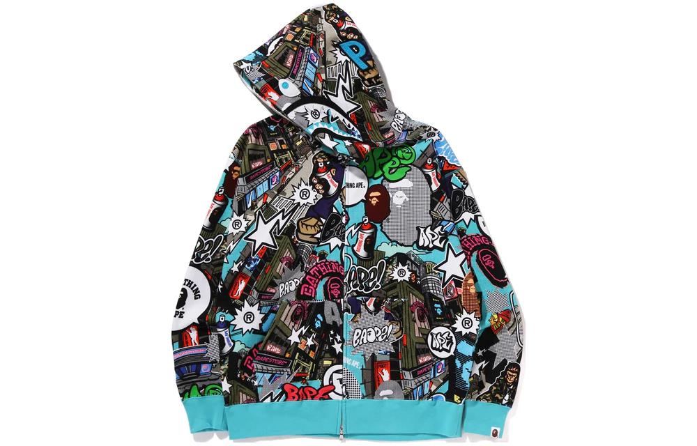 BAPE Letter Print Full-Zip Hoodie Multicolor () 1k30-115-309