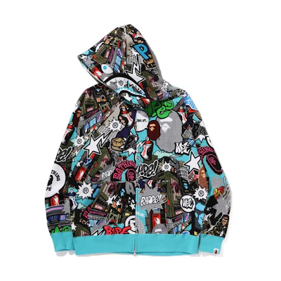 BAPE Letter Print Full-Zip Hoodie Multicolor () 1k30-115-309