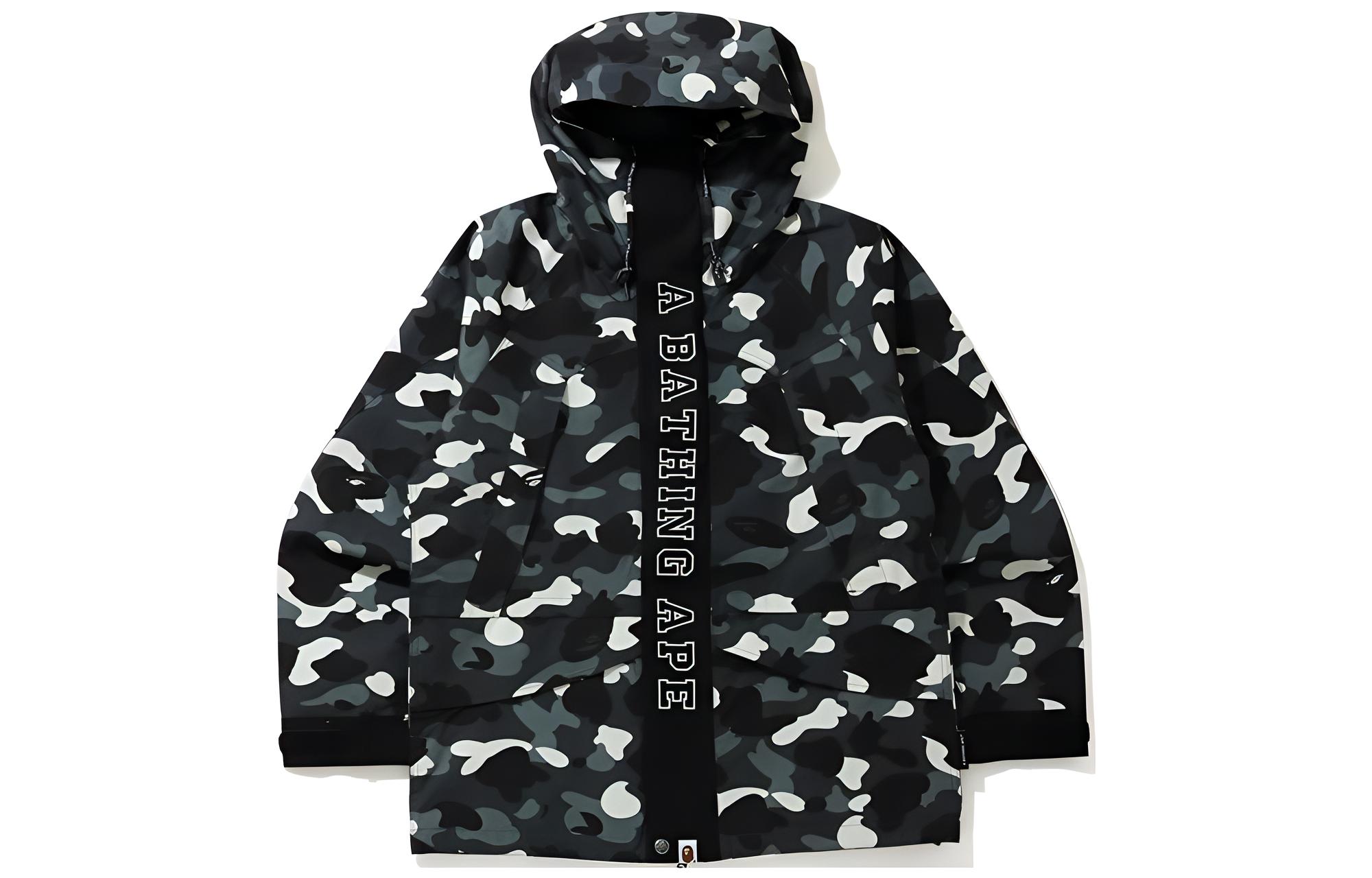 BAPE Logo Camo Print Letter Hoodie Jacket Black 0ZXJKM141016F