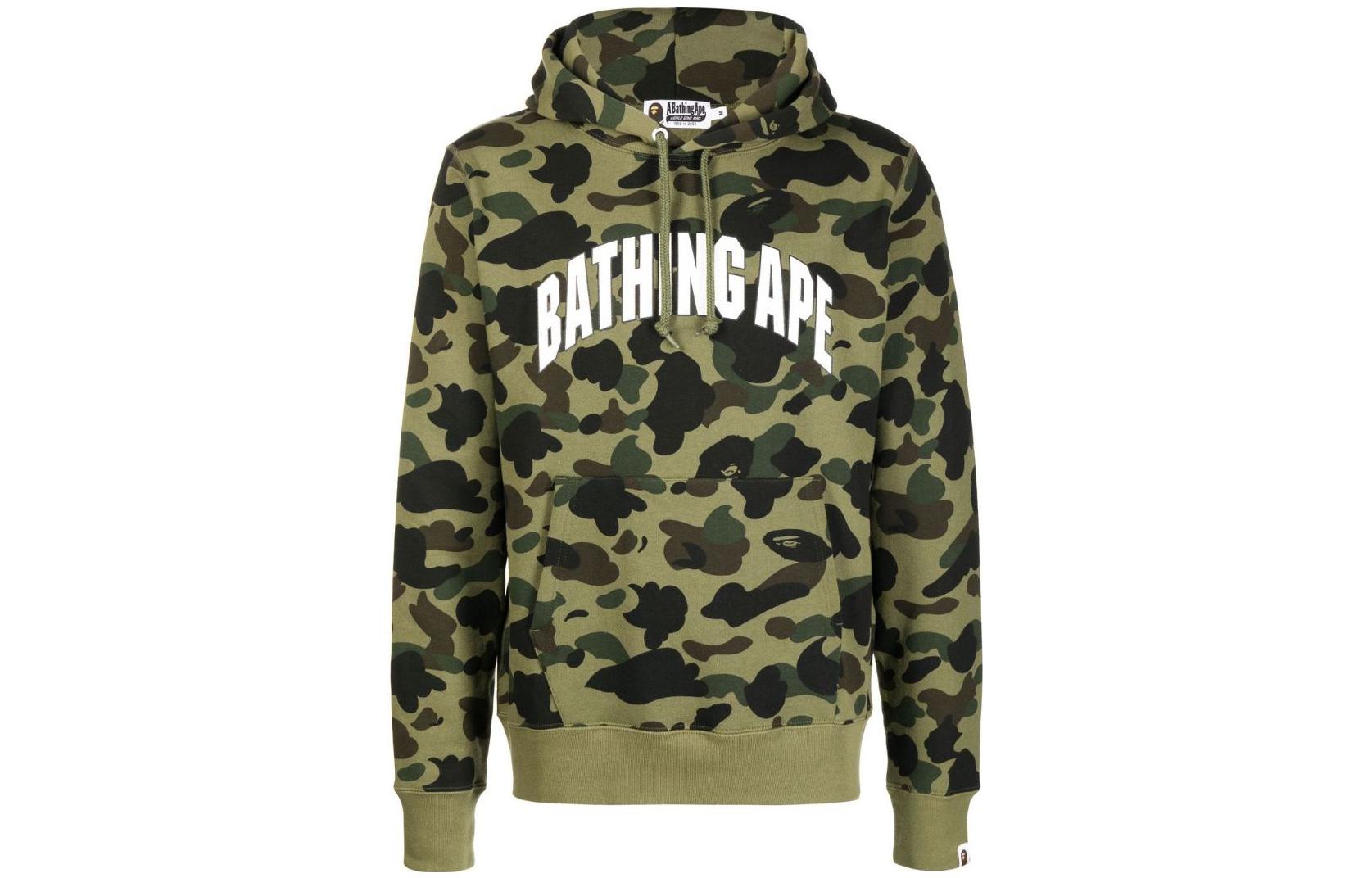 BAPE Logo Camo Pullover Hoodie Green - 0ZXSWM114009J