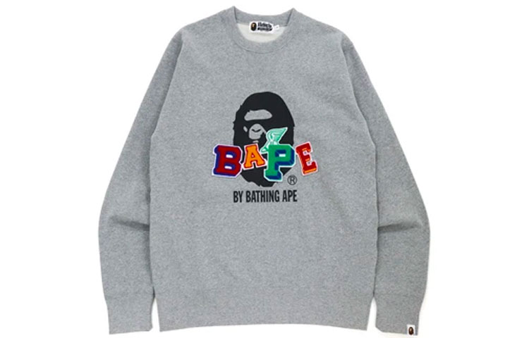 BAPE Logo Cartoon Print Pullover Crewneck Sweatshirt Unisex 1H80-113-013