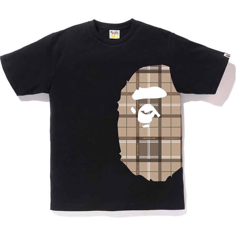 Buy Bape Logo Check Big Ape Head Tee Black Beige