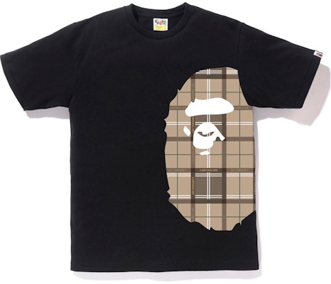 Bape Logo Check Big Ape Head Tee Black Beige Buy Bape Logo Check Big Ape Head Tee Black Beige