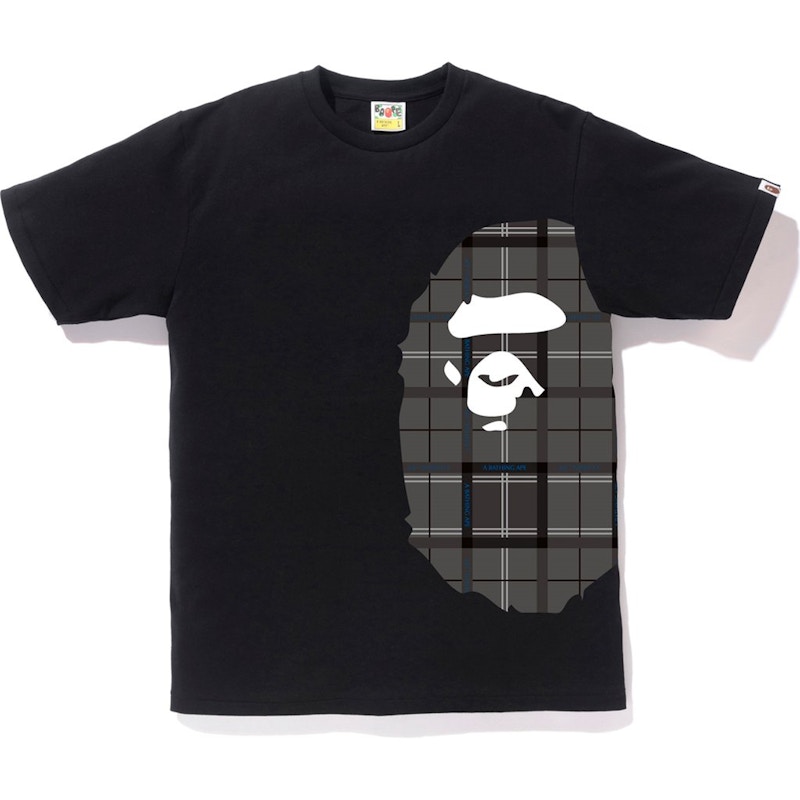 Bape Logo Check Big Ape Head Tee Black Black