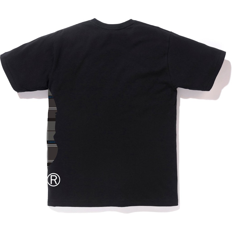 Bape Logo Check Big Ape Head Tee Black Black 圖 2